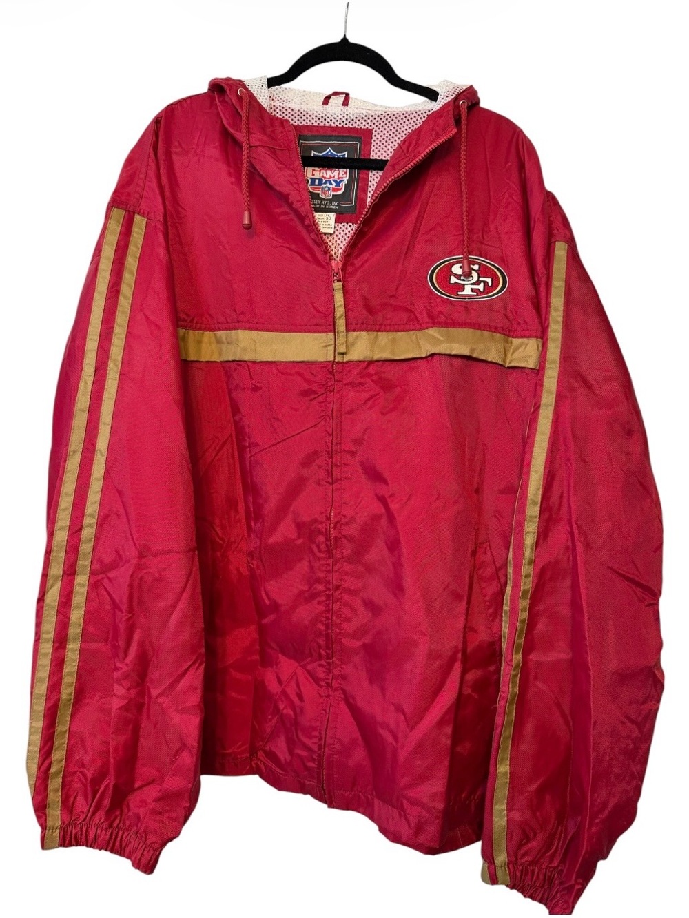 Vintage 90s SF 49ers NFL Game Day Windbreaker Jacket Men’s XL Red Gold Mint Cond